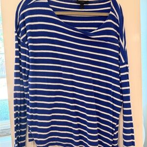 J. Crew Royal Blue and White Striped Long-Sleeve Tee
